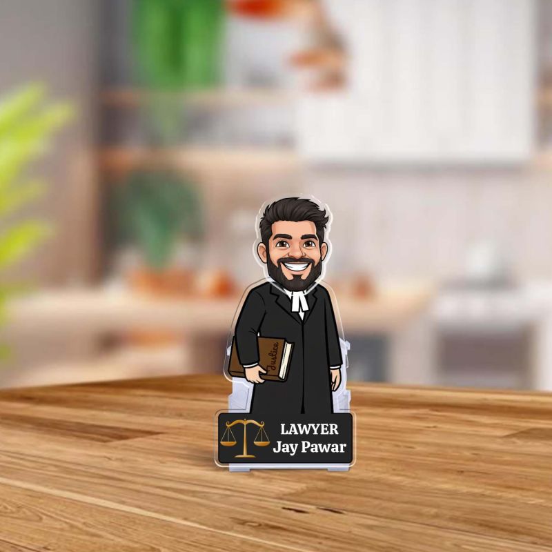 Personalized Lawyer Caricature Desk Standee, Shaking Head Feature With Battery Powered Caricature for Lawyer Law Student Gift For Lawyer & Advocate Birthday Gift Items for Lawyers